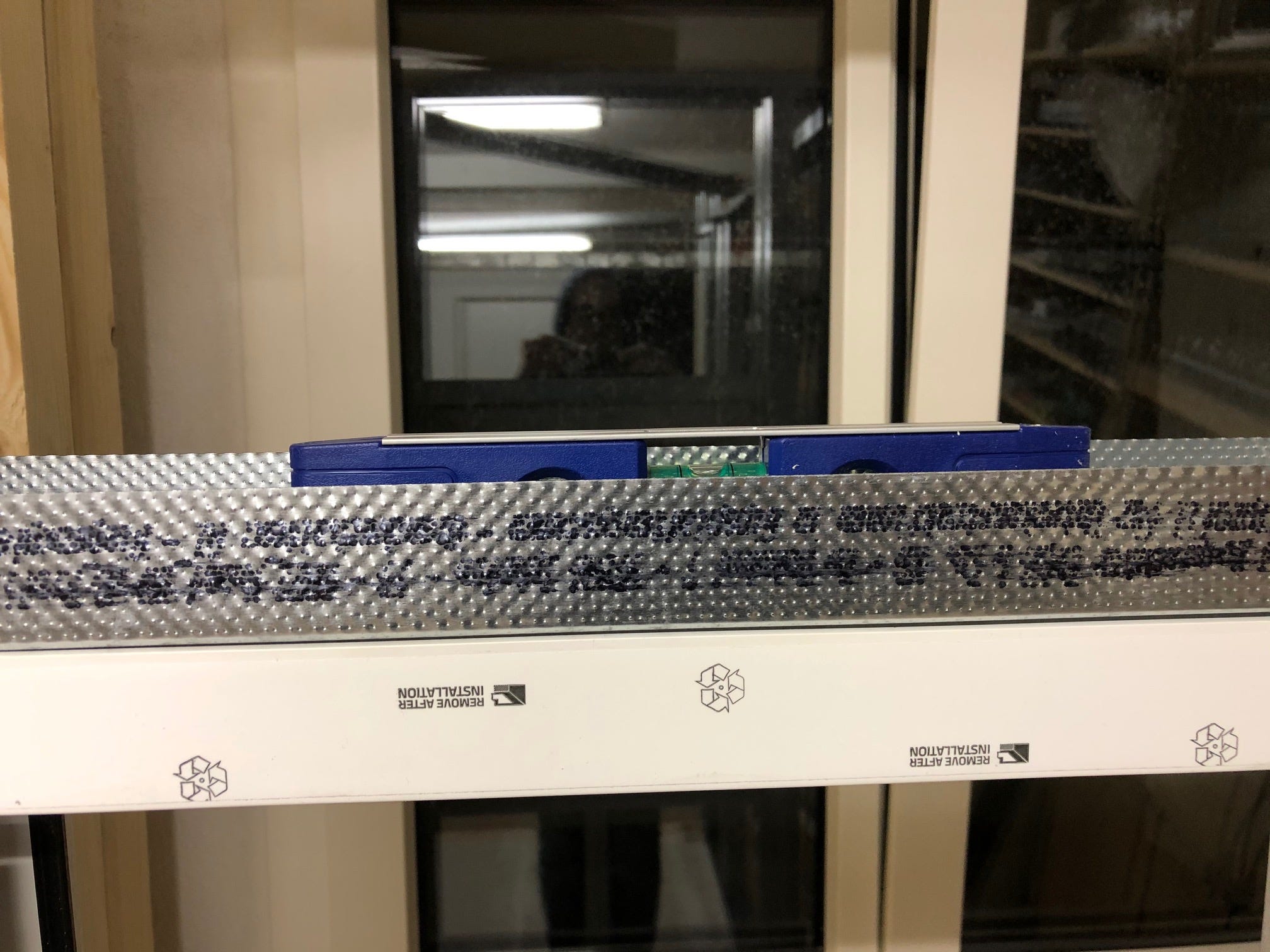 Trial positioning of the window frame
