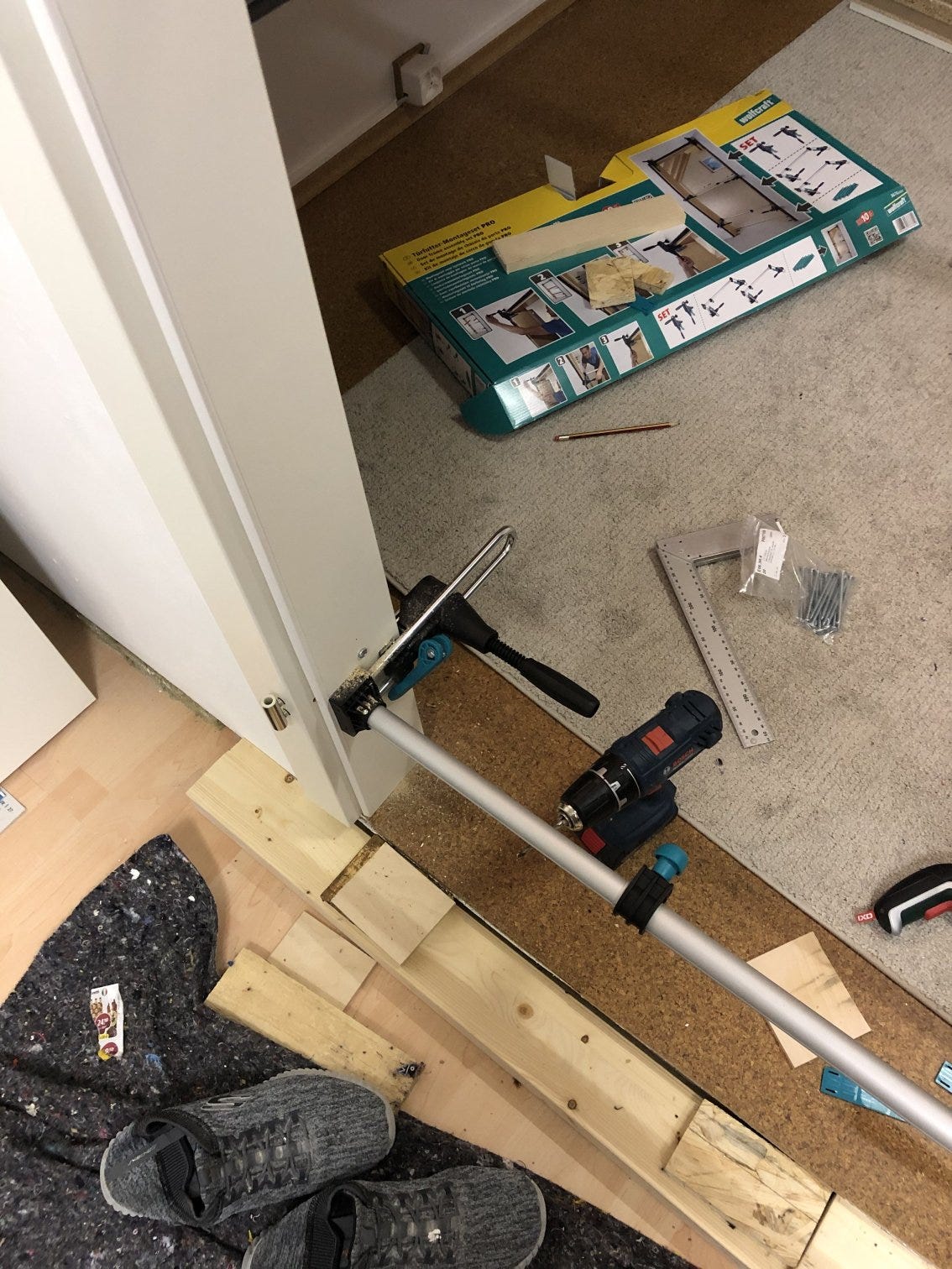 Door sitting in frame
